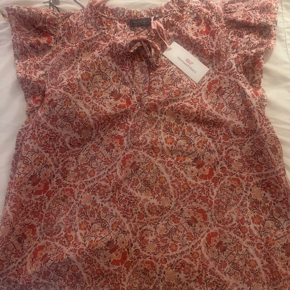 Vineyard Vines Pink Floral Blouse
